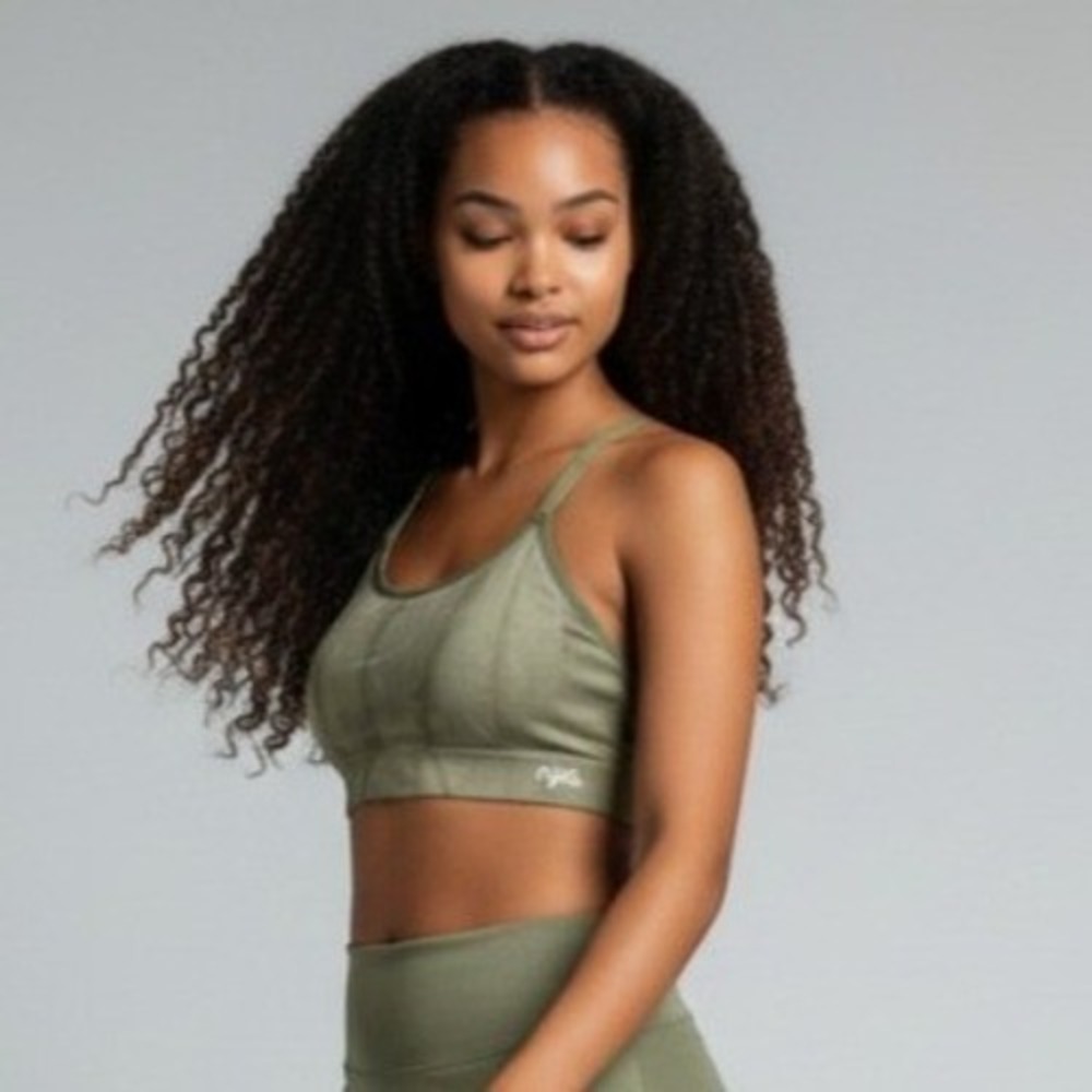 Ryka Olive Green Longline Strappy Sports Bra Women's M Light Support Yoga Gym